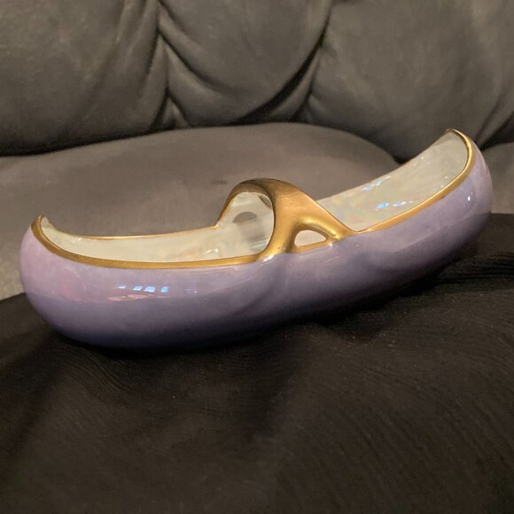 VTG 1930's Bavaria Hutschenreuther Selb LHS Purple Iridescent CandyDish-6.5"-EUC - Picture 10 of 10